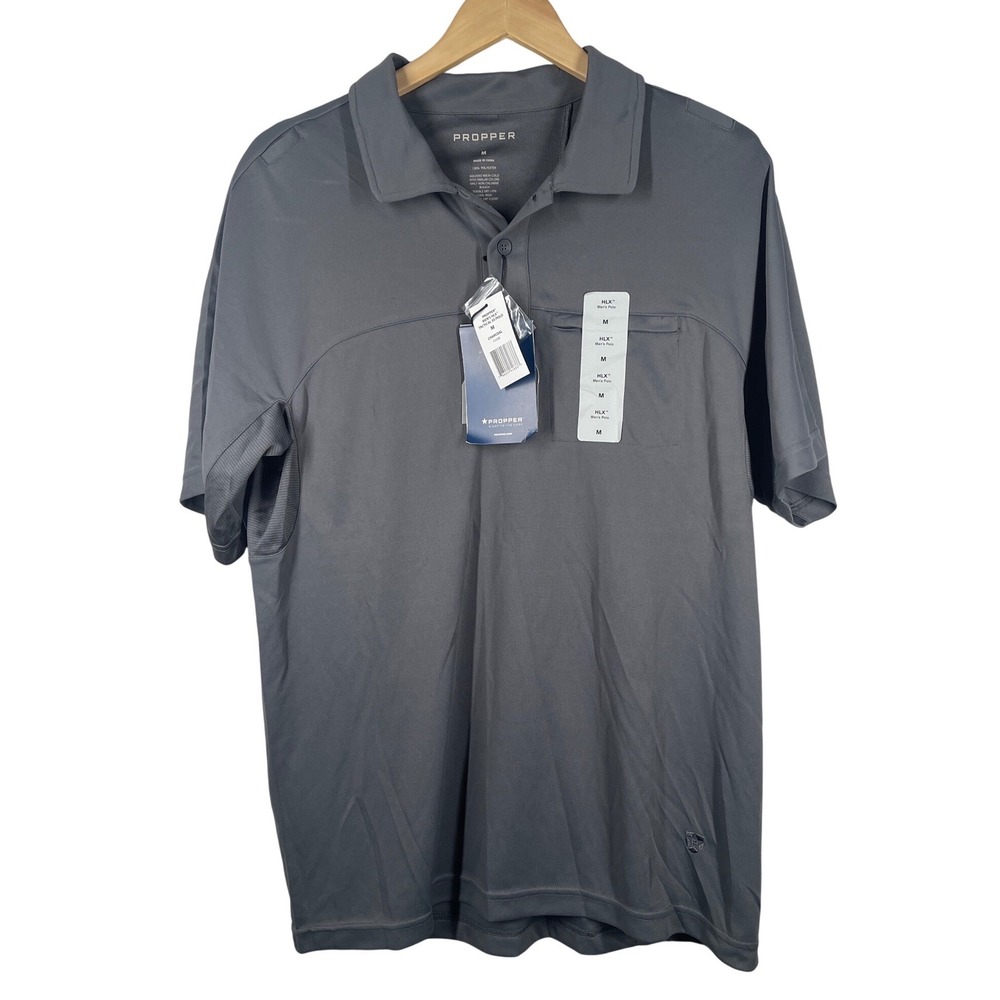 Propper HLX Tactical SS Polo Mens Medium Charcoal Gray F5308 Short Sleeve Shirt